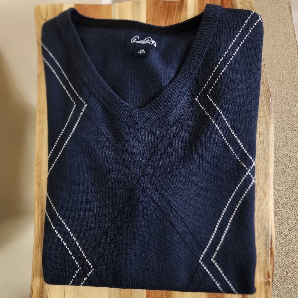 Vintage Arnold Palmer Argyle Sweater Vest Navy Blue Preppy Grandpacore Large